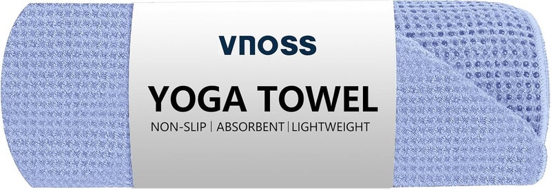 Vnoss Hot Yoga Towel - Microfiber Non Slip Yoga Mat Towel with Grip Dot Sweat Absorbent Towel for Hot Yoga, Pilates and Fitness 72" x 24", Blue - Image 1